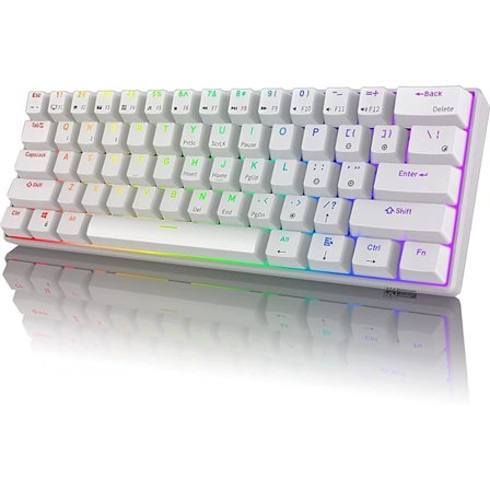 Rk Rk61 Rgb Trådløs/kablet 60% Kompakt Mekanisk Tastatur, 61-tasters Bluetooth Lille Bærbart Gaming Kontor Tastatur, Egnet Til Windows Og Mac Hvid