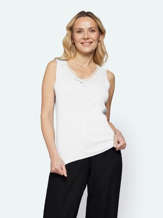 SIGNATURE - Top - Hvid - Blondedetalje