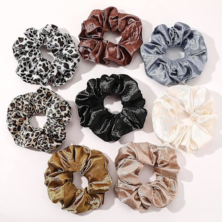 Hårstrikk Silke Sateng Scrunchie - Hårstrikk Elastiske Bånd Hestehaleholder Pakke med Nøytrale Scrubchy Hårtilbehør Kvinner Jenter 8 Stk