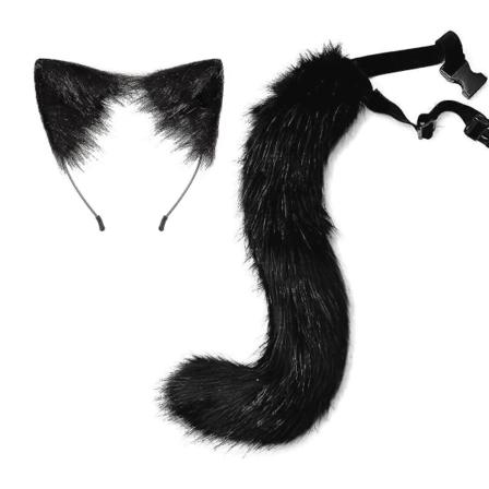 Djuröron Kawaii Plysch Kattöron Hårklämma Lolita Huvudbonad Halloween Cosplay,svart