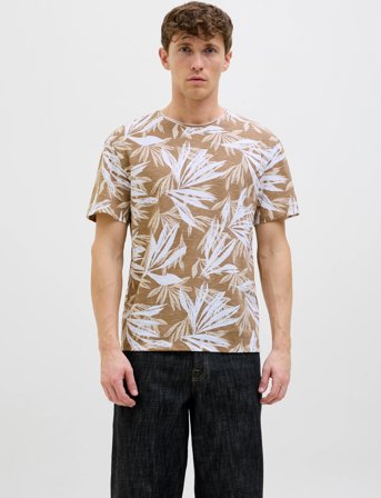Jack & Jones Jjebryan Aop Tee S/S O-Neck Sn - Beige - S