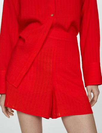 Mango Stripe-Printed Shorts - Red - XS