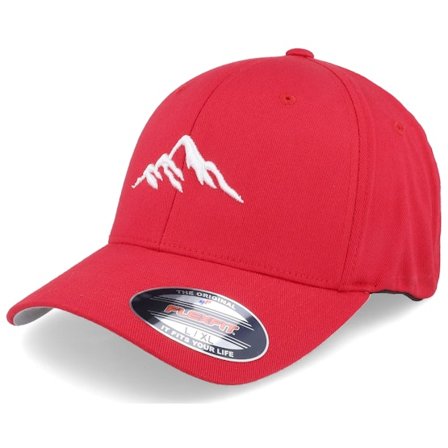 Wild Spirit - Rød flexfit Kasket - Mountain 3d White/Red Flexfit @ Hatstore