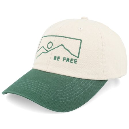 Wild Spirit - Beis unconstructed Gorra - Mountains Be Free Washed Stone/Dark Green Dad Cap @ Hatstore