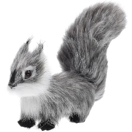 Karvainen orava-koriste Pieni plushi-orava-patsas Koristeellinen realistinen karvainen orava-koriste Grey 13.00X10.00X4.00CM