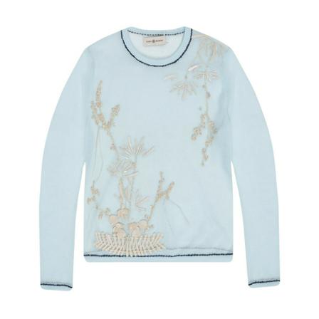 Tory Burch Transparent top with appliqué Blå, Dame