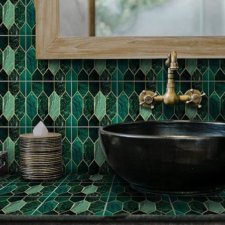 Smaragdgrøn Holografisk Smaragdgrøn 15x15cm Vandtæt Væg S