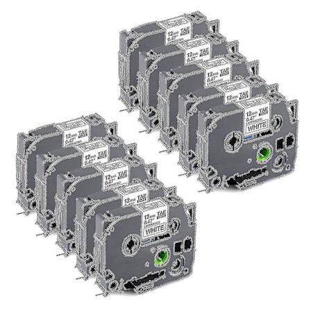 10 stk. P Touch Label Maker Tape-erstatning til Brother Tze-231 Tze Tape 12mm 0,47 Laminated White