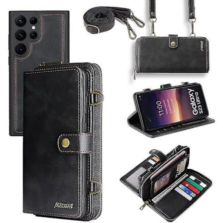 Crossbody Läder Magnetisk Plånboksfodral Kompatibelt Samsung Galaxy S23 Ultra/s23 Plus/s23 Med Korthållare