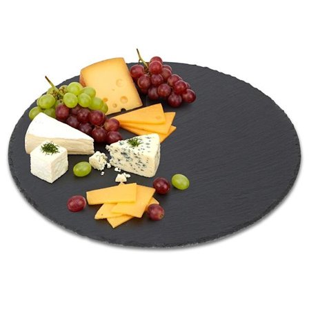 Serveringsbakke i skifersten, rund 30 cm