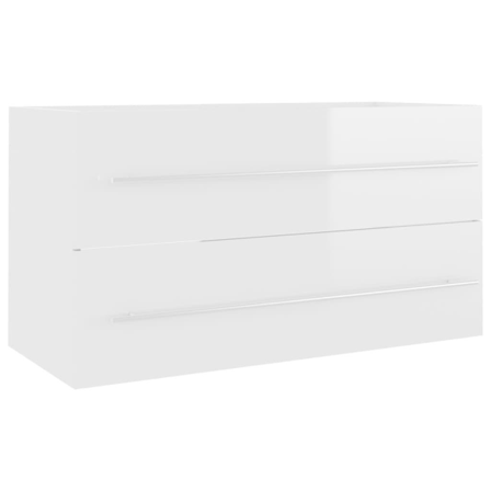 Vidaxl Tvättställsskåp Vit Högglans 90x38,5x48 Cm Spånskiva Vit