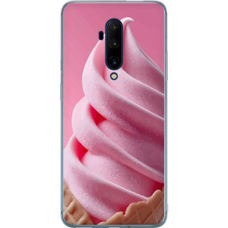 Kompatibelt Mobilskal till OnePlus OnePlus 7T Pro Rosa Glassvåffla med krämigt mjukglass i pastelrosa söt somrig och stilren design med en glasig k