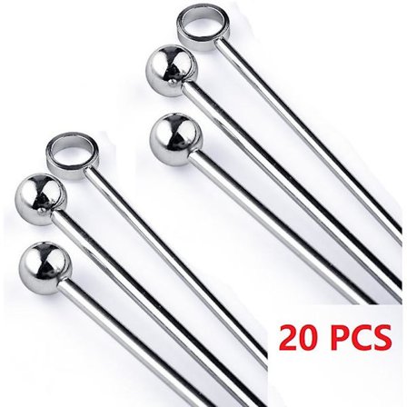 20 st Cocktailpinnar i rostfritt stål, Martini-pinnar, återanvändbara metallspett för cocktail, oliver
