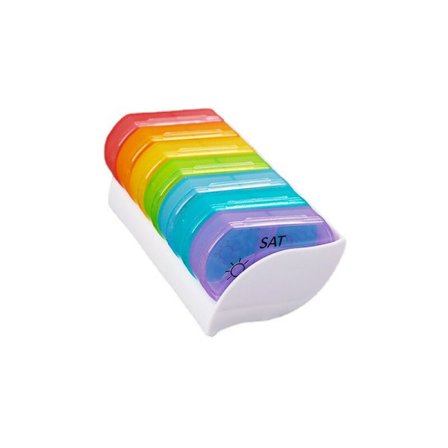 7 dages ugentlig pilleæske 14 rum morgen/aften, mini flerfarvet pilleæske