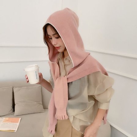 Neulottu huppu huivi Cape solmittu huivi PINK