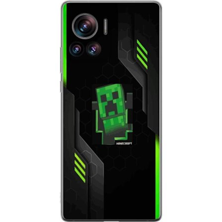 Kompatibelt Mobildeksel til Motorola Motorola Edge 30 Ultra Grønn pikselbasert creeper-lignende spillillustrasjon med futuristiske neoninnslag og mø