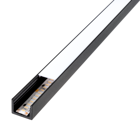 SG StripLine 1,8m Sort profil utenpåliggende