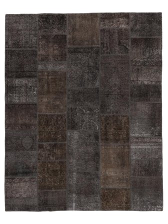 Noué À La Main Patchwork Tapis 204X256 Vintage De Laine Noir