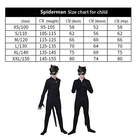 Kids Black Cat Costume Boys Cosplay Noel Bodysuit Suit With Mask, Ear, Tail -a