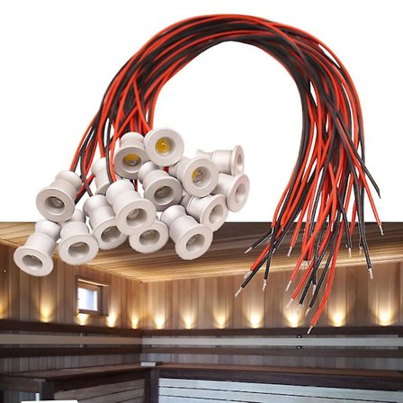 20 stk. små spot LED-lys spotlight 1W 12V vandtæt stemningsbelysning til loft sauna tagrender trapper gangbroer gårdhave skabBY
