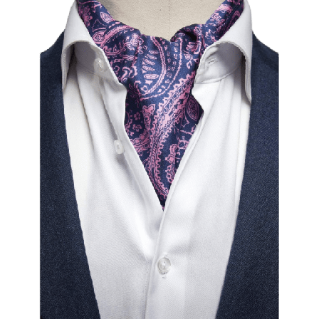 John Henric Silk Double Pointed Ascot Paisley Kostymtillbehör Herr Rosa ONESIZE