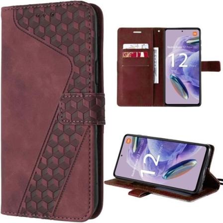 Etui til Xiaomi Redmi Note 12 Pro+ 5G - Note 12 Pro Plus 5G - Rødt præget PU-læder med kortholder (ikke til Redmi Note 12 Pro) Röd