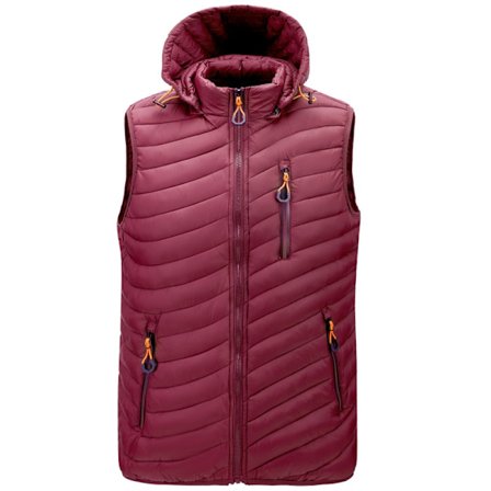 Stor Størrelse M-6XL Herre Vest Jakke Høst Vinter Vest Solid Farge Mann Hette Ermeløs Jakke