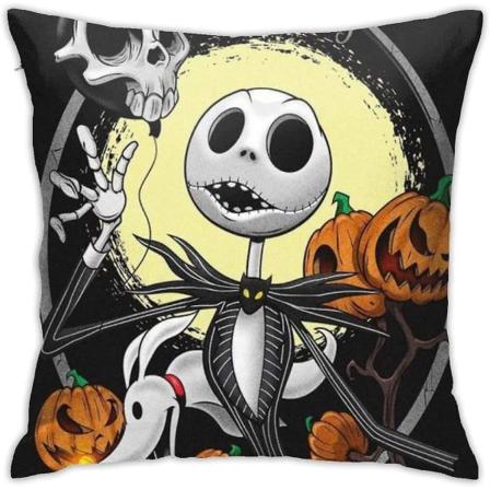 Mjuka dekorativa kuddfodral Skeleton Jack Fyrkantigt örngott Bekvämt cover Lyxigt cover för bäddsoffa Stol Bil Heminredning.(18x18 tum