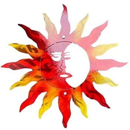 Solvægdekoration Sol Måne Statue Hængende Ornamenter Jernkunst Sol Måne Dekoration til Rød