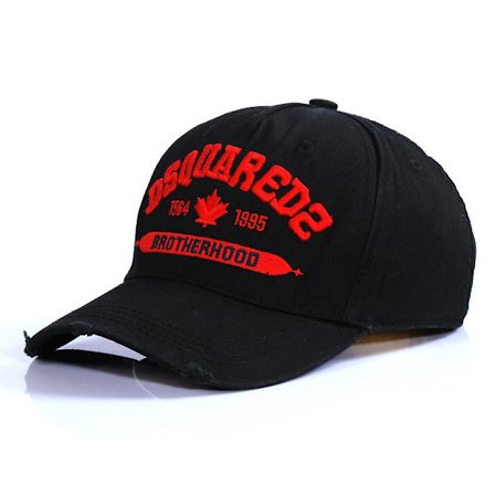 Baseballcaps for menn, bomulls caps, fritidscaps for menn, broderte bokstaver Dsquared2 svart