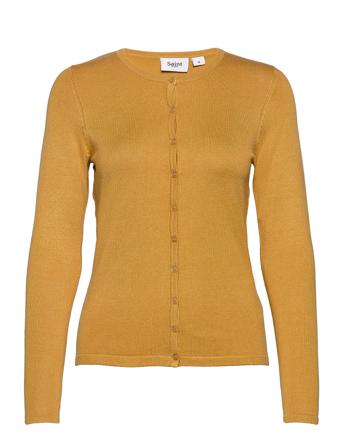 A8661, L/S Cardigan R-Neck Strikkegenser Cardigan Oransje Saint Tropez