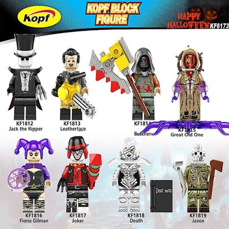 Halloween-karaktärer serie byggklossar minifigurer leksaker heminredning bordsdekorationer presenter 8 st/set Db