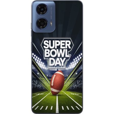 Yhteensopiva Puhelinkuori Motorola Moto G04 Super Bowl Day juliste, jossa amerikkalainen jalkapallo valaistuksella varustetulla areenalla dramaattises