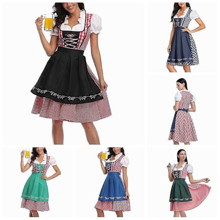 Kvinnors Oktoberfest Beer aid Costume Bavarian Traditional Dirndl Dress