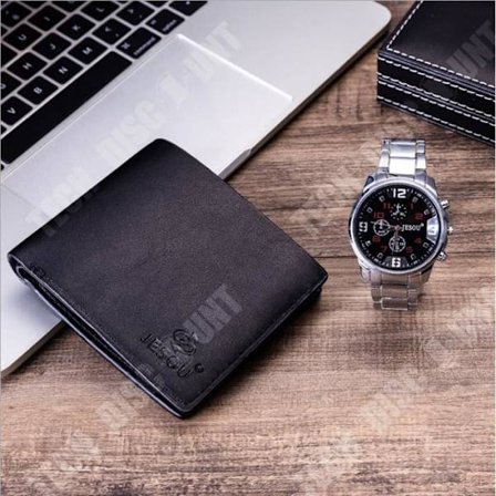 TD Gaveæske ur med kvartsbevægelse Gaveæske til mænd Ur smukt pakket ind + Punge sæt