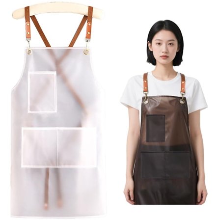 Unisex gennemsigtig PVC vandtæt forklæde til opvask og madlavning i køkkenet