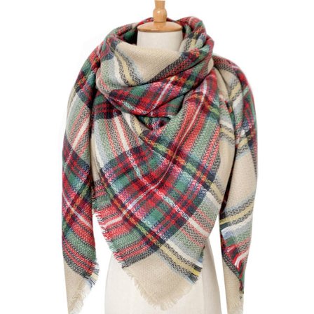 Syksyn ja talven kashmirinen kaksipuolinen värikäs ruudullinen neliöhuivi naisille