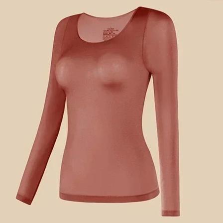 Nya Ultratunna Sömlösa Termiska Underkläder för Kvinnor Vinter Varm Topp 37° Konstant Temperatur Termisk Lingerie Termiska Kläder red top XL(65-80kg)