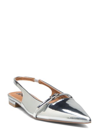 Biabari Pointy Flat Slingback Faux Leather Silver Bianco