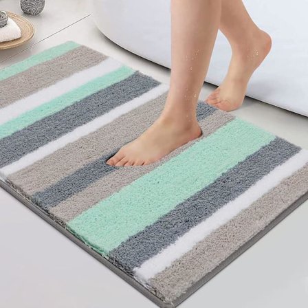 Mikrofibermåtte til badeværelse, skridsikker, absorberende, ekstra lang, blød B