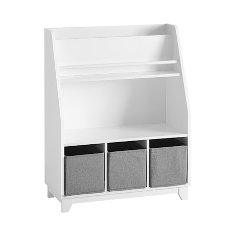 SoBuy Børnebibliotek med 3 hylder i hvid 63x28x80cm, moderne KMB34-W