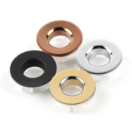 2 stk. badeværelsesvask reservedele rund overløbsring krom hul dækindsats