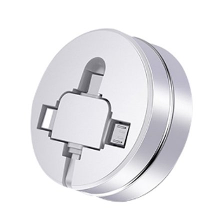 Multi Laddningskabel, 3 i 1 Infällbar USB-kabel med Mobiltelefonstativ Datakabel Snabbladdningskabel IP, Micro USB, Typ-C Laddningskabel