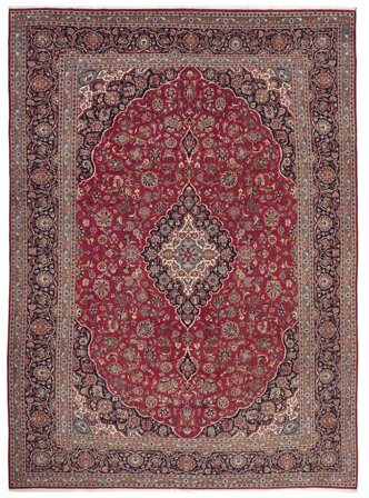 Keshan Teppich 300X425 Dunkelrot/Schwarz Großer Wolle, Persien