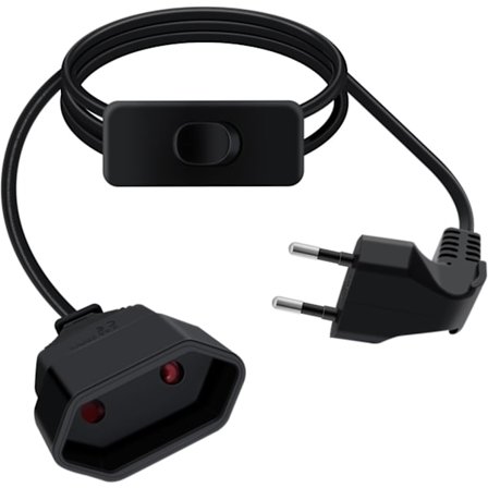 1 stk. Euro-forlængerledning med kontakt 2.5A 250V Euro-forlængerledning til husholdningsapparater, bordlamper, opladning