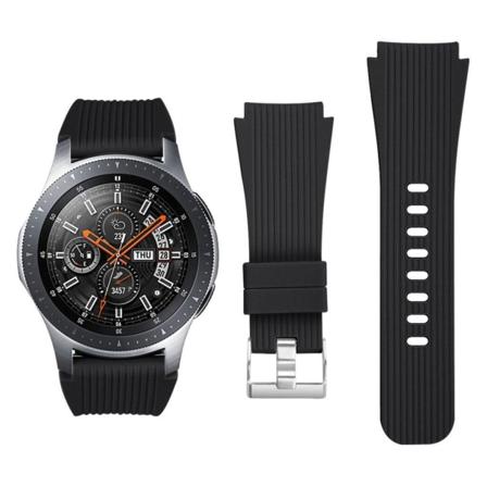 Samsung Galaxy Watch (46mm) randigt utbytbart klockarmand av mjukt silkonplast med metall lås - Svart Svart