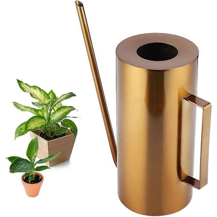 Vintage vannkrukke i rustfritt stål - 1,5L liten hagevannkrukke med lang tut og håndtak for innendørs og utendørs planter
