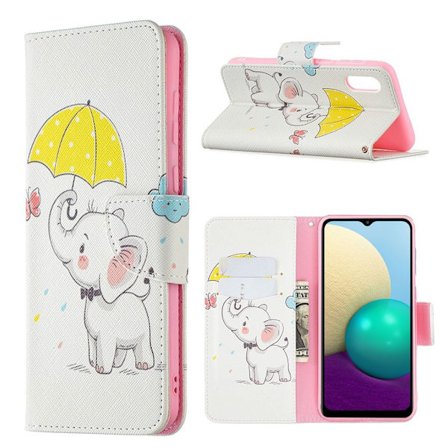 Wonderland Samsung Galaxy A02 flip kuoret - Norsu Pitää Sateenvarjoa