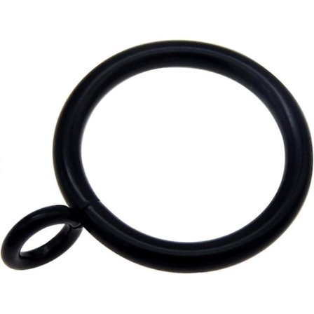 Förpackning med (x10) Slitstarka Gardinringar i Järn Metall Svart Färg Draperi Voile Gardinstång Ringar Hängande Öglor 45mm