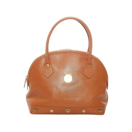 MCM Pre-owned, Studded Leather Handbag Bruin, Dames, Maat:ONE Size